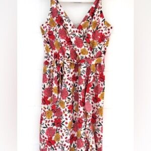 LOFT Floral Midi Faux Wrap Floral Dress Size Small Petite